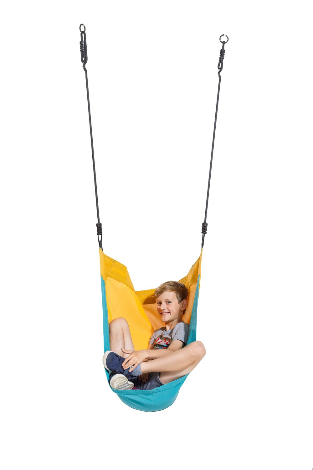 Cocoon 'Denoh" - sort flettet reb - turkis/gul