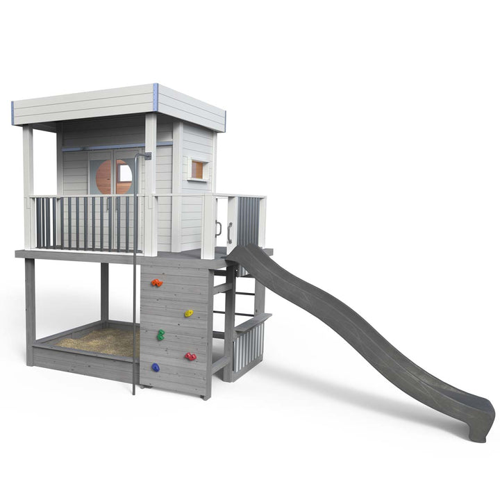 Styltehus Clara - Premium 655, rutsjebane, klatrevæg, butik, brandmandsstang