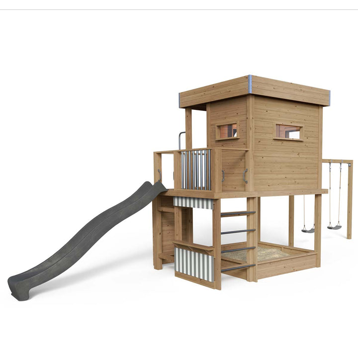 Styltehus Clara - legeverden 855, gynge, rutsjebane, klatrevæg, brandmandsstang, butik