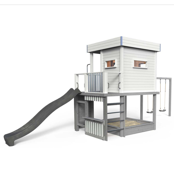 Styltehus Clara - legeverden 855, gynge, rutsjebane, klatrevæg, brandmandsstang, butik