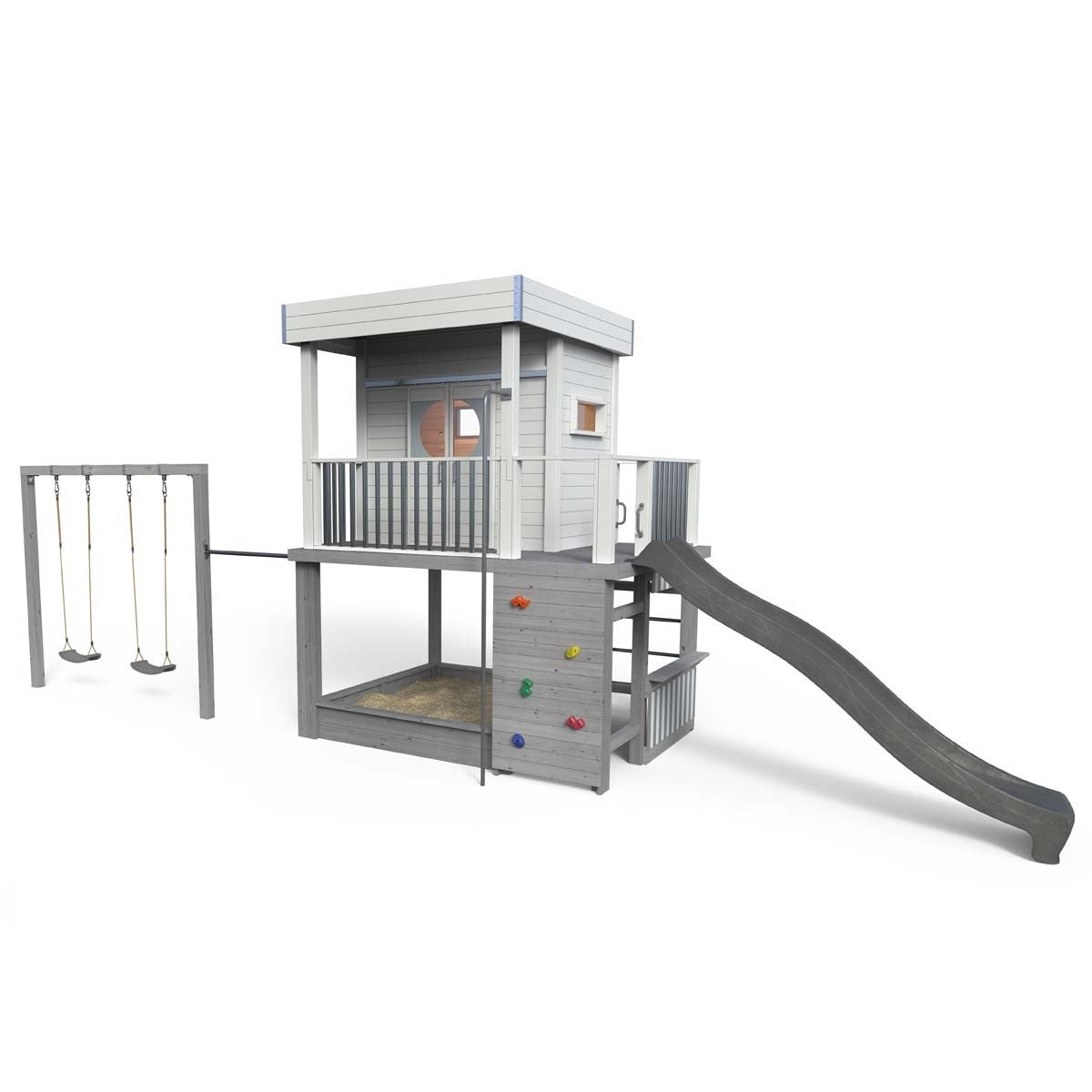 Styltehus Clara - legeverden 855, gynge, rutsjebane, klatrevæg, brandmandsstang, butik