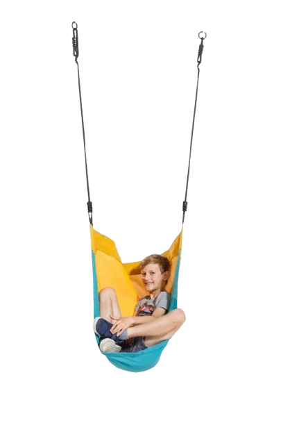 Cocoon 'Denoh" - sort flettet reb - turkis/gul