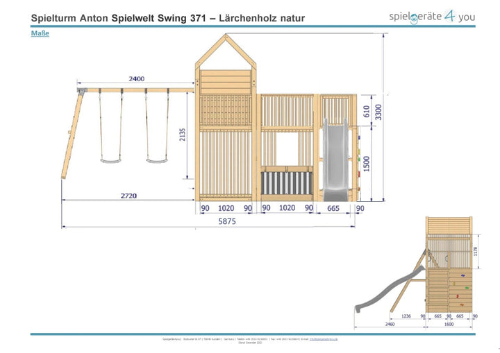Spielturm Anton - Premium - Swing – 377 - Fichte