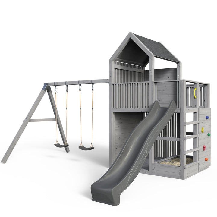 Spielturm Anton – Kompakt - Swing – 376 - Fichte - mit Rutsche und Schaukel