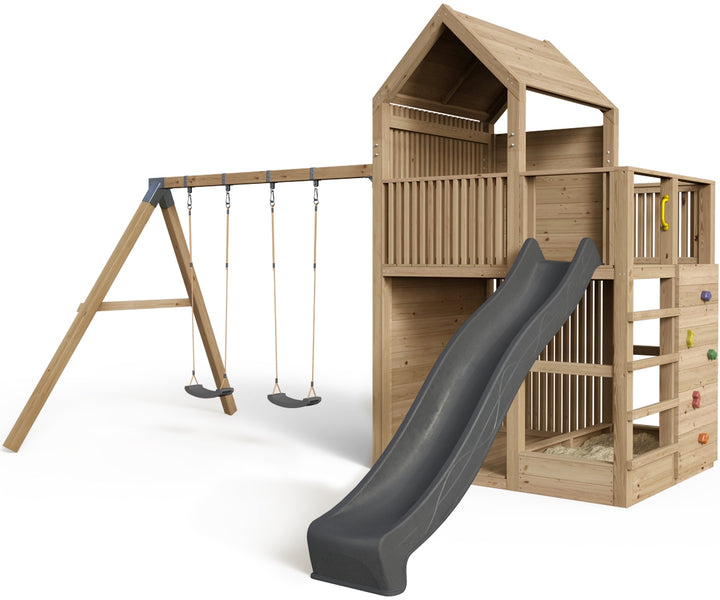 Spielturm Anton – Kompakt - Swing – 376 - Fichte - mit Rutsche und Schaukel