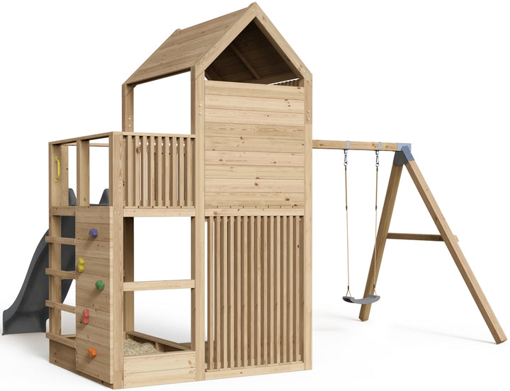 Spielturm Anton – Kompakt - Swing – 376 - Fichte - mit Rutsche und Schaukel