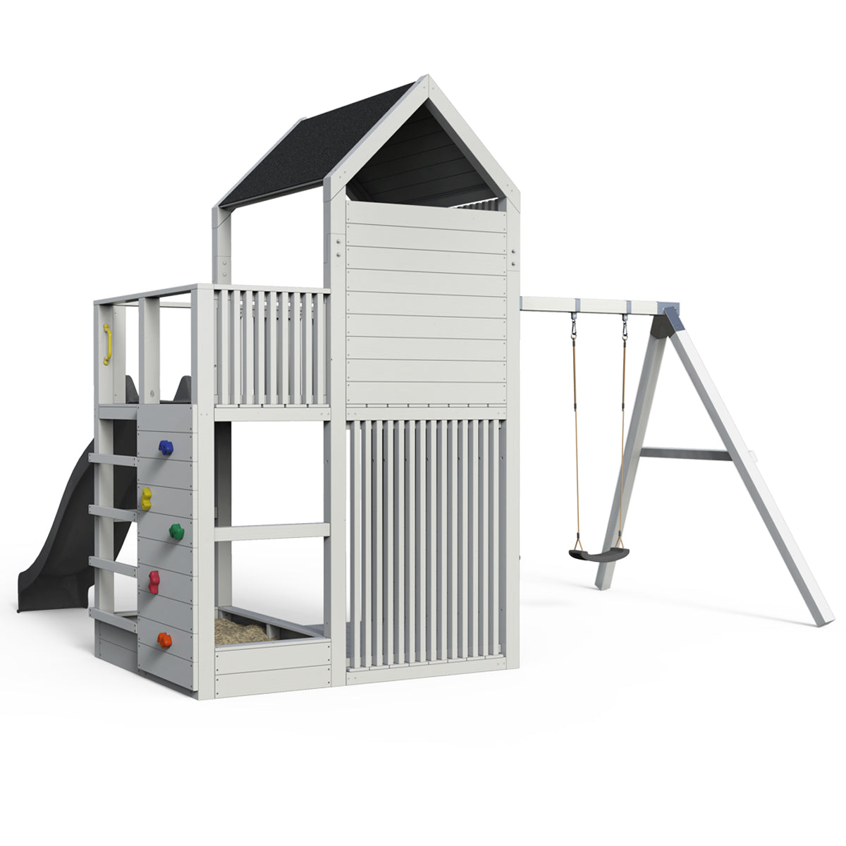 Spielturm Anton – Kompakt - Swing – 376 - Fichte - mit Rutsche und Schaukel