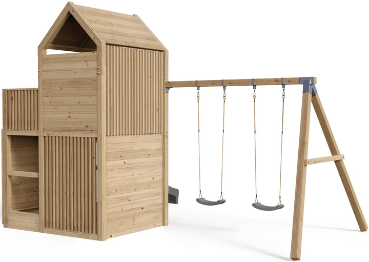 Spielturm Anton – Kompakt - Swing – 376 - Fichte - mit Rutsche und Schaukel