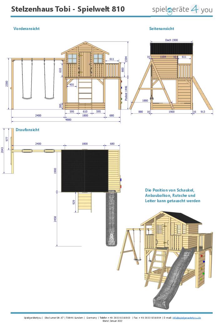 Stelzenhaus Tobi - Spielwelt - 810 - A-Stellage Schaukel