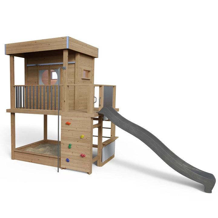 Styltehus Clara - Premium 655, rutsjebane, klatrevæg, butik, brandmandsstang