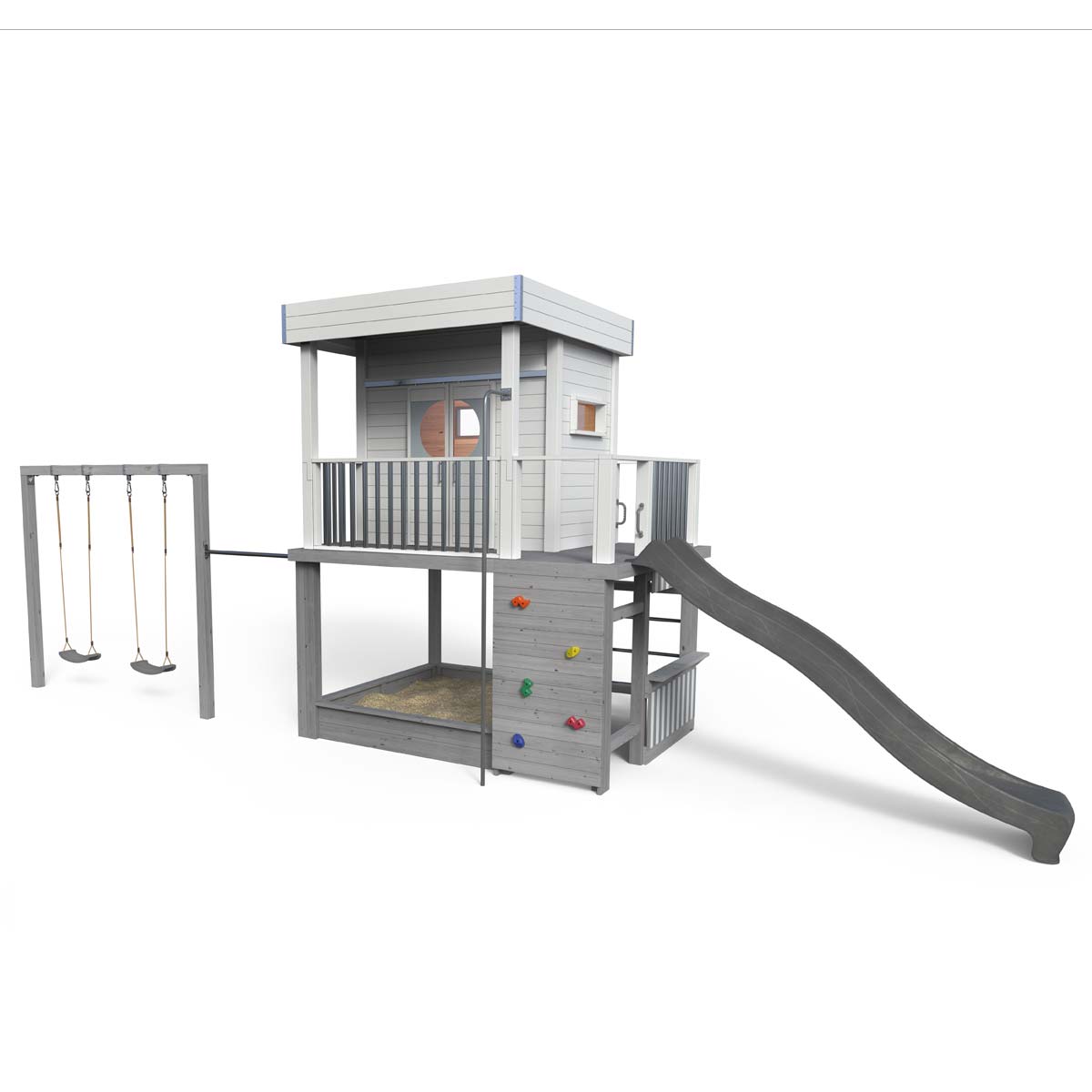 Styltehus Clara - legeverden 855, gynge, rutsjebane, klatrevæg, brandmandsstang, butik